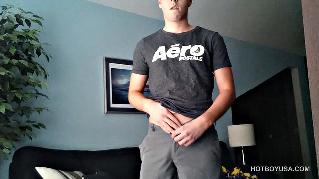 Cole Summers strips and shows off wood, loving every minute. He's on his feet, displaying his assets and stroking his big dick.