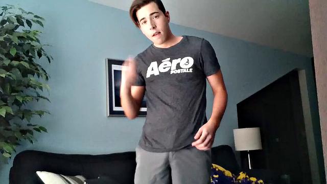 Cole Summers strips and shows off wood, loving every minute. He's on his feet, displaying his assets and stroking his big dick.