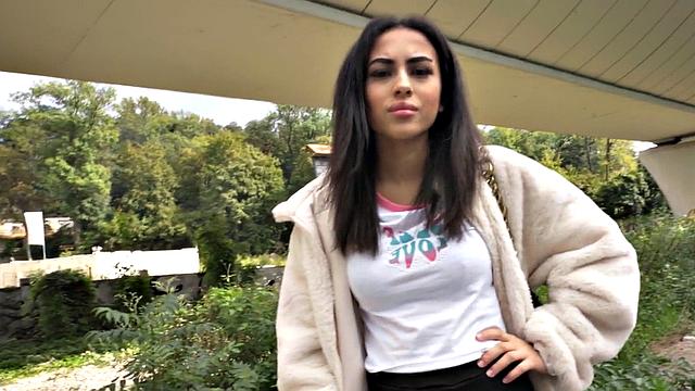 POV dirty public slut fucked outdoor by big white dick