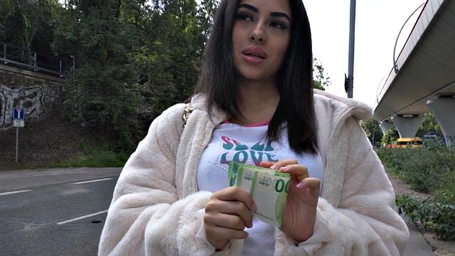 POV dirty public slut fucked outdoor by big white dick