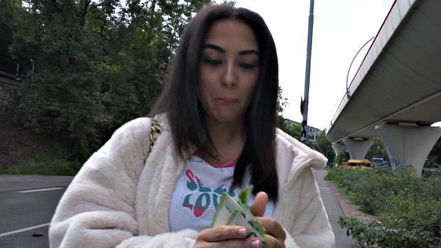 POV dirty public slut fucked outdoor by big white dick