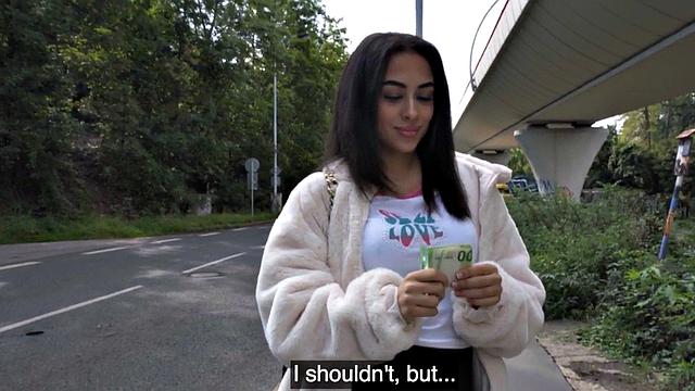 POV dirty public slut fucked outdoor by big white dick