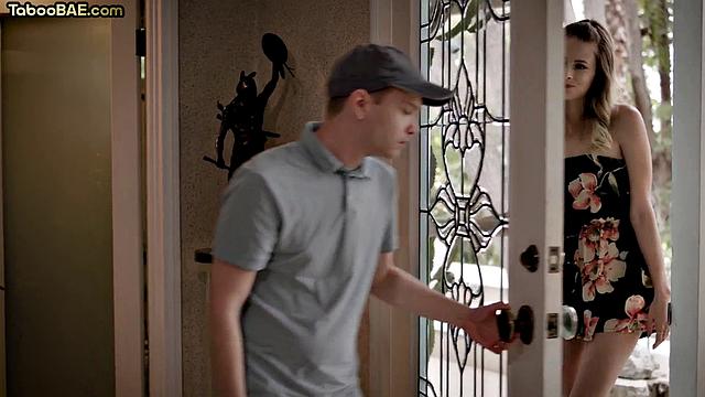 Small-titted sexy babe cockriding on new boyfriend