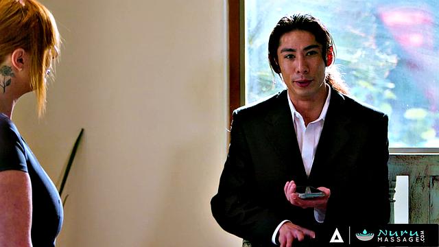 NURU MASSAGE - Busty MILF Lauren Phillips Gets Her Redhead Pounded By Her Client's Hard Cock