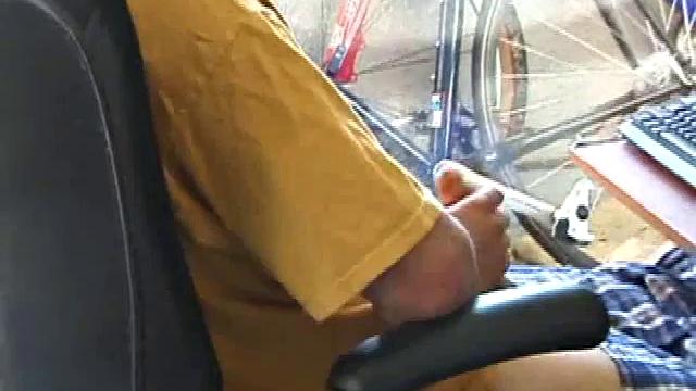 Young Tony returns for another solo session and after pulling off his pants he strokes up a stiff one, while watching some on his computer. After jacking off with determination, Tony strokes out another messy cum shot