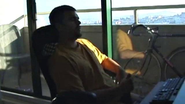 Young Tony returns for another solo session and after pulling off his pants he strokes up a stiff one, while watching some on his computer. After jacking off with determination, Tony strokes out another messy cum shot