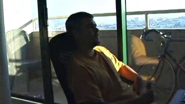 Young Tony returns for another solo session and after pulling off his pants he strokes up a stiff one, while watching some on his computer. After jacking off with determination, Tony strokes out another messy cum shot