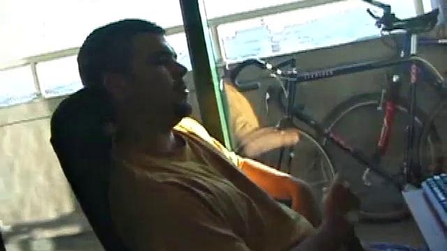 Young Tony returns for another solo session and after pulling off his pants he strokes up a stiff one, while watching some on his computer. After jacking off with determination, Tony strokes out another messy cum shot