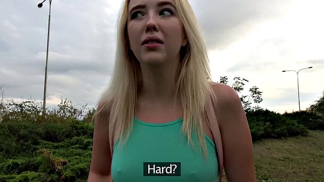 Blonde tattooed cutie takes a big cock doggystyle in the great outdoors