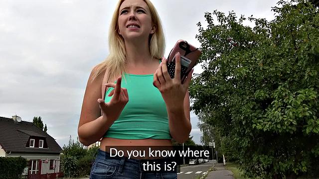 Blonde tattooed cutie takes a big cock doggystyle in the great outdoors