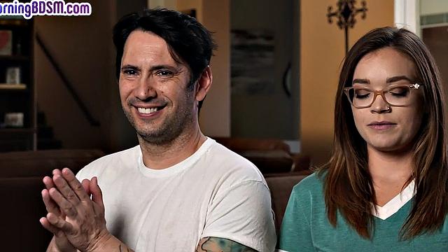 Whipped BDSM babe in pantyhose fucked by dom guy