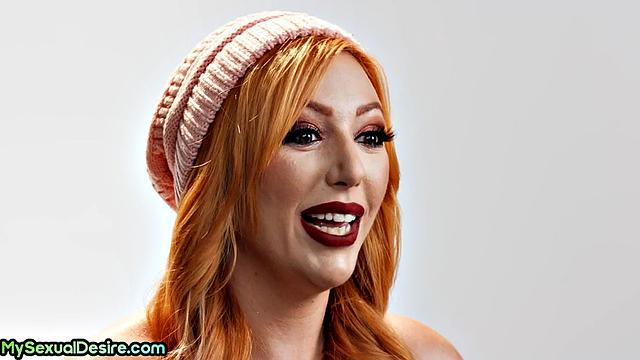 Bigtitted Redhead MILF solo masturbating after her casting