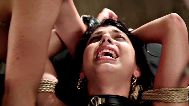 Submissive BDSM anal MILFY fucked in 3way