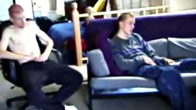 These two straight boys decide to jack off again while watching a porn video, never once glancing at each other, but the curiosity is there and they're clearly turned on by the other's presence.