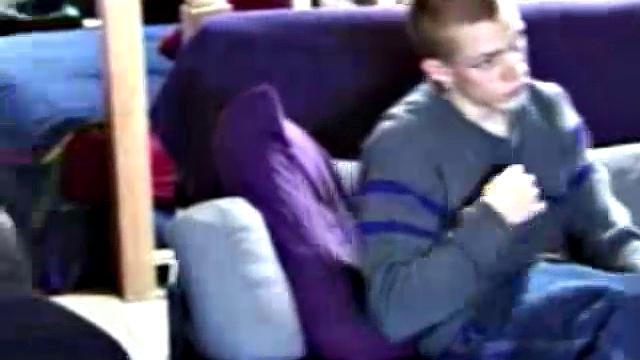 These two straight boys decide to jack off again while watching a porn video, never once glancing at each other, but the curiosity is there and they're clearly turned on by the other's presence.