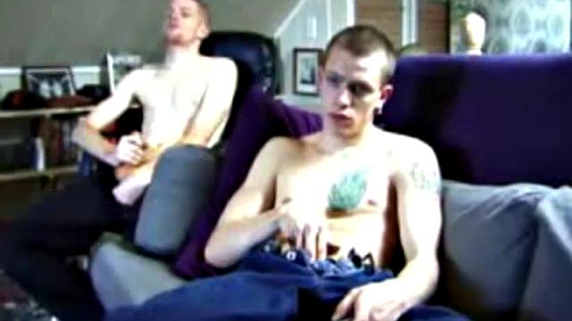 These two straight boys decide to jack off again while watching a porn video, never once glancing at each other, but the curiosity is there and they're clearly turned on by the other's presence.