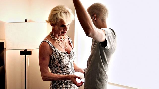 Big-titted wife and mom fucks a big, young cock & gets a facial