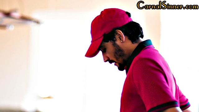 Petite blonde babe riding lucky guy