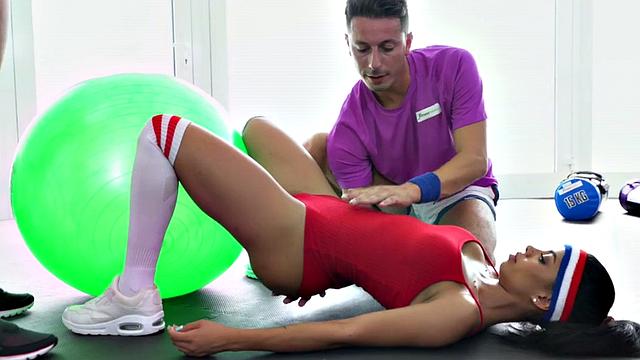 Training babes pussypounded by coach in 3some in doggystyle