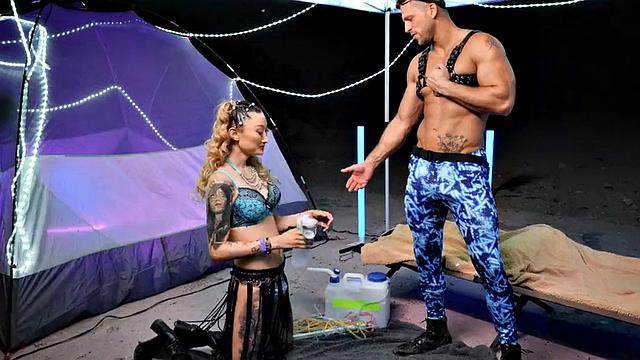 Dirty tattooed shemale taken by male in doggystyle