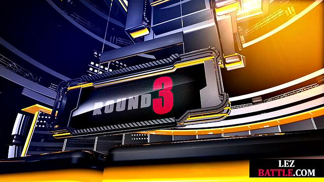 Big-titted inked wrestler dominates rival