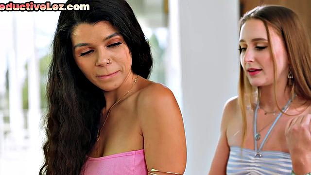 Hairy lez babe seduces GF in 69 pussyeating sex