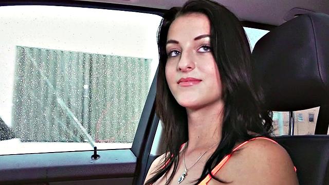 Naughty hitchhiker seduces stranger with her bald pussy and tattoos for a wild ride