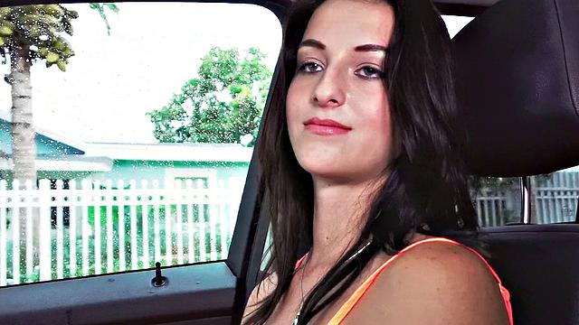 Naughty hitchhiker seduces stranger with her bald pussy and tattoos for a wild ride