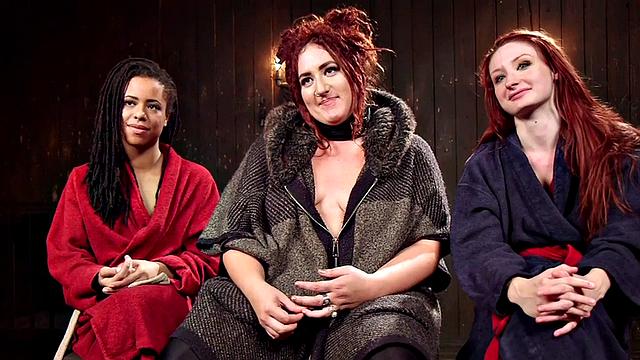 Watch these kinky redheads dominate in public with strapon sex and wild group sex