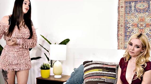 OUT OF THE FAMILY - Hot Teen Maddy May Tries Lesbian Sex For The First Time With Her Sexy MILF Stepmom