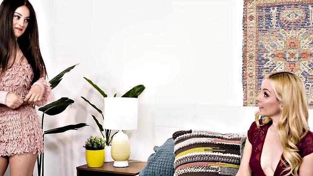 OUT OF THE FAMILY - Hot Teen Maddy May Tries Lesbian Sex For The First Time With Her Sexy MILF Stepmom