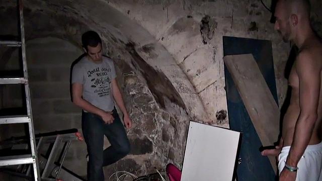 Cocksucking bound stud gets by dominant jock