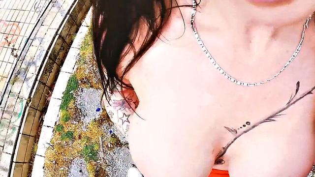 German public redhead tattooed MILF fucked outdoor