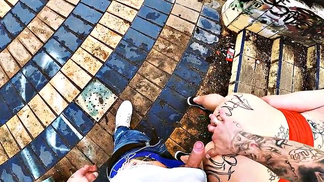 German public redhead tattooed MILF fucked outdoor