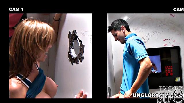 жаркий минет и мощный фэйшал для натурала в глори-холе