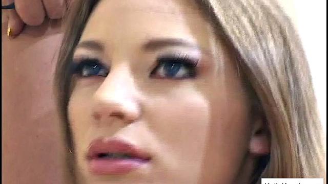 Gangbang babe gets ass banged