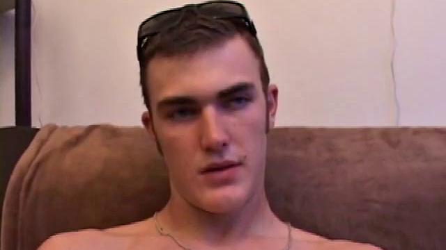 After getting naked, Christian Wilde lube up his huge cock and starts jerking off. He fingers his asshole, for some added stimulation, as he strokes, and in no time his warm cum erupts onto his chest.