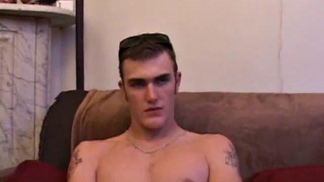 After getting naked, Christian Wilde lube up his huge cock and starts jerking off. He fingers his asshole, for some added stimulation, as he strokes, and in no time his warm cum erupts onto his chest.
