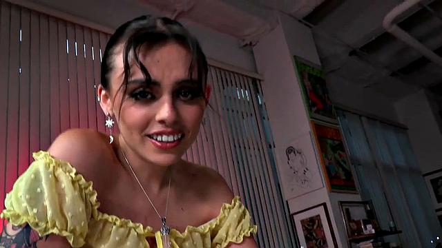 Footjob babe spoils oiled POV dick with her skills