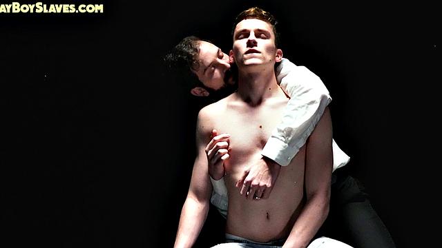 Sub twink toyed by powerful DILF with dildo