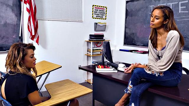 Lez teacher scissor college babe after pussyeating