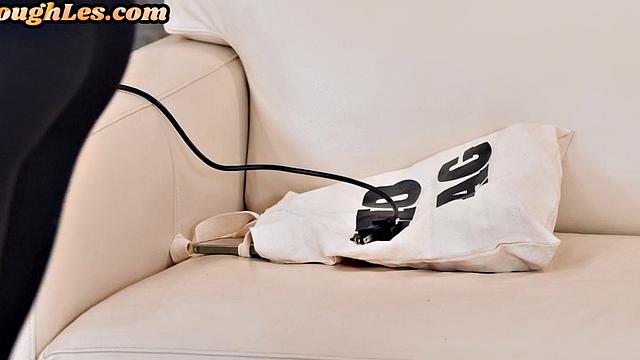 Rough lesbian MILF toying alt babe to hard orgasm