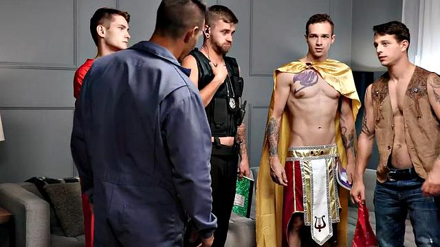 Barebacked studs fuck in group with BFF