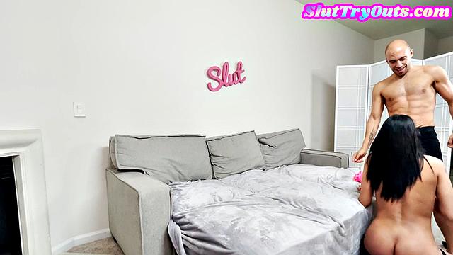 Voyeur wife films hubby fucking slut in home couple fantasy