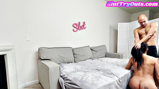 Voyeur wife films hubby fucking slut in home couple fantasy