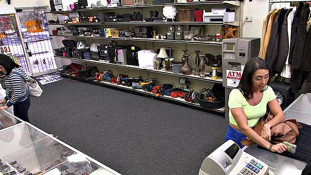 Pawnshop customer cheats and fucks with big cock boss