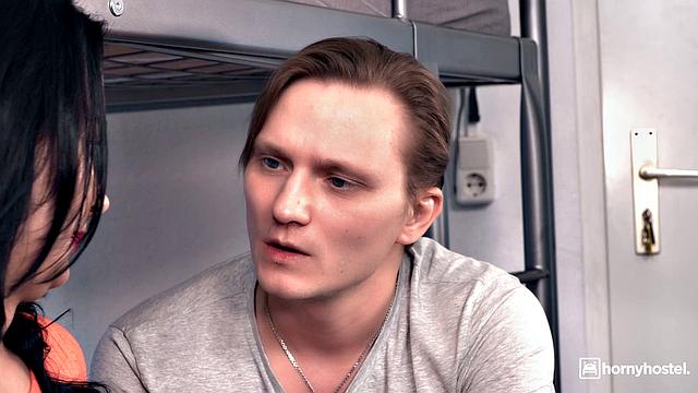 Naughty brunette plays with huge cock