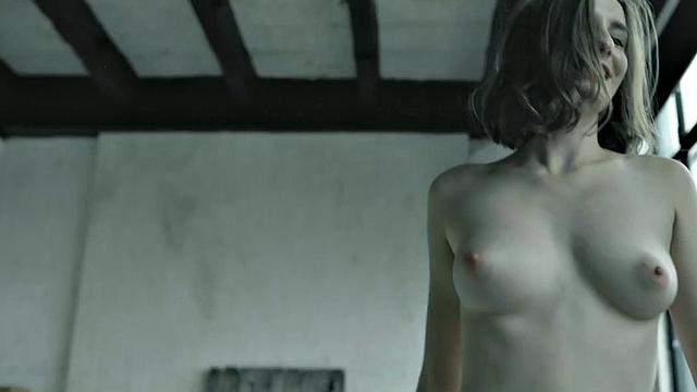 Erotic solo babe with natural boobs posing for men