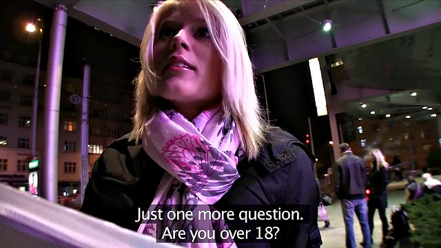 Blonde with a smile takes a hard pounding in the kitchen while wearing a t-shirt