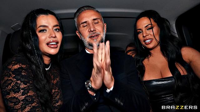 Луна Стар и Сара Ретали устраивают жаркое групповое развлечение с Кеироном Ли в отеле после выставки.